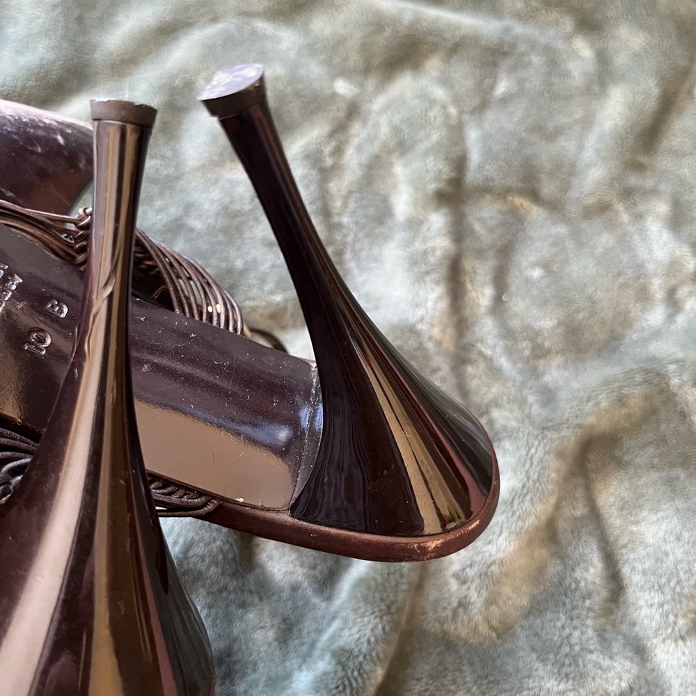 Brown leather summer heels - Picture 7 of 8